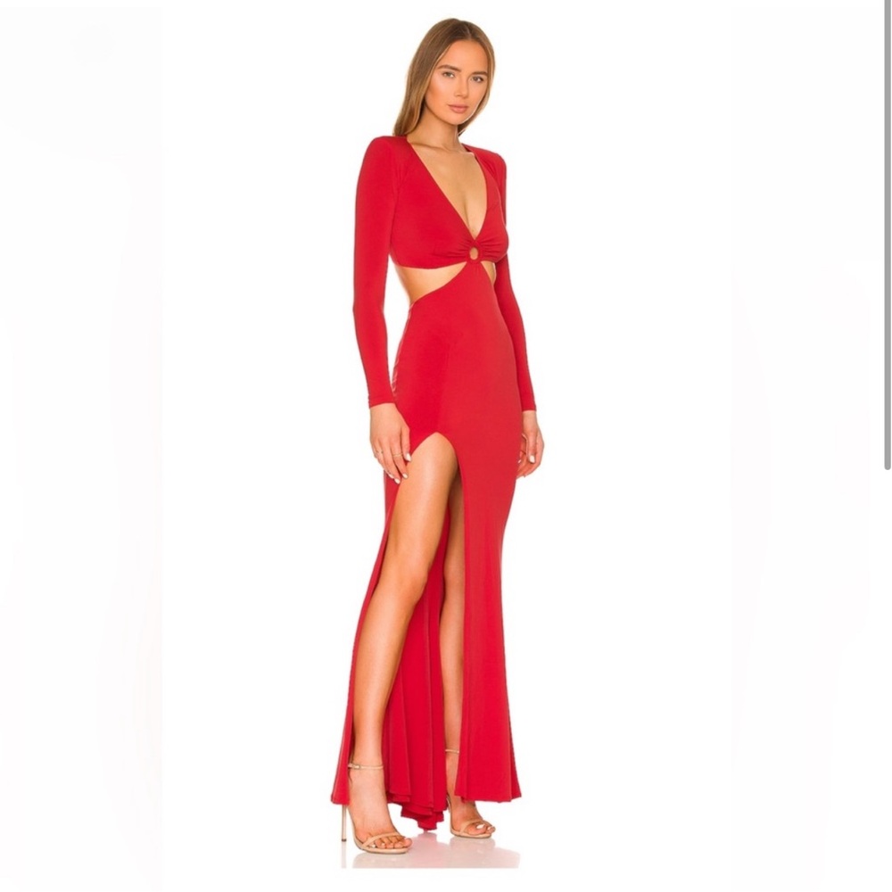 Revolve Riley Ring Cut Out Gown by 
Nookie. Long sleeve red. New with tags.